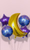 Kit 5 big balloons Eid Mubarak moon and stars