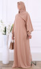 Abaya integrated shawl Anika with smocked sleeves and Saphyr fabric (Medina silk style)
