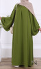 Abaya loose Hind flared and balloon sleeves Saphyr fabric (Medina silk style)