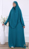 Jilbab 2 pieces Nassima abaya elasticated sleeves and khimar jazz fabric
