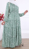 Dress long maxi RLP139 flared with flowers pattern