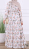 Dress long maxi RLP141 white with flowers pattern