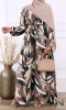 Maxi dress RLP146 flared with tropical patterns