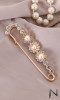 Brooch B26 golden rhinestones and pearls