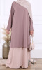 Abaya loose Alia Two-Tones 2 pieces effect and Saphyr fabric (Medina silk style)