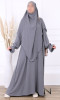 Jilbab 2 pieces Abia abaya elasticated sleeves and khimar jazz fabric