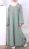 Abaya girl AF70 geometric embroidery and Saphyr fabric (Medina silk style)