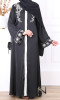 Abaya Khadra arabesque embroidery and embossed fabric